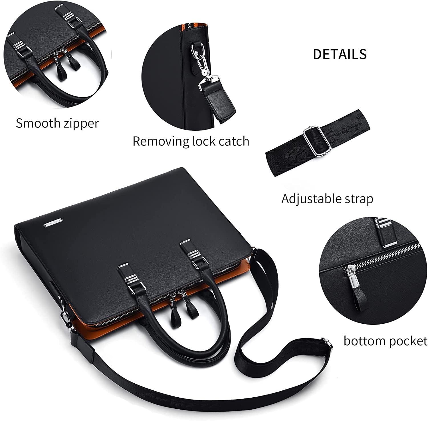 FSD.WG]Business Bag Leather Briefcase Shoulder Laptop Business Bag for Men - Image 5